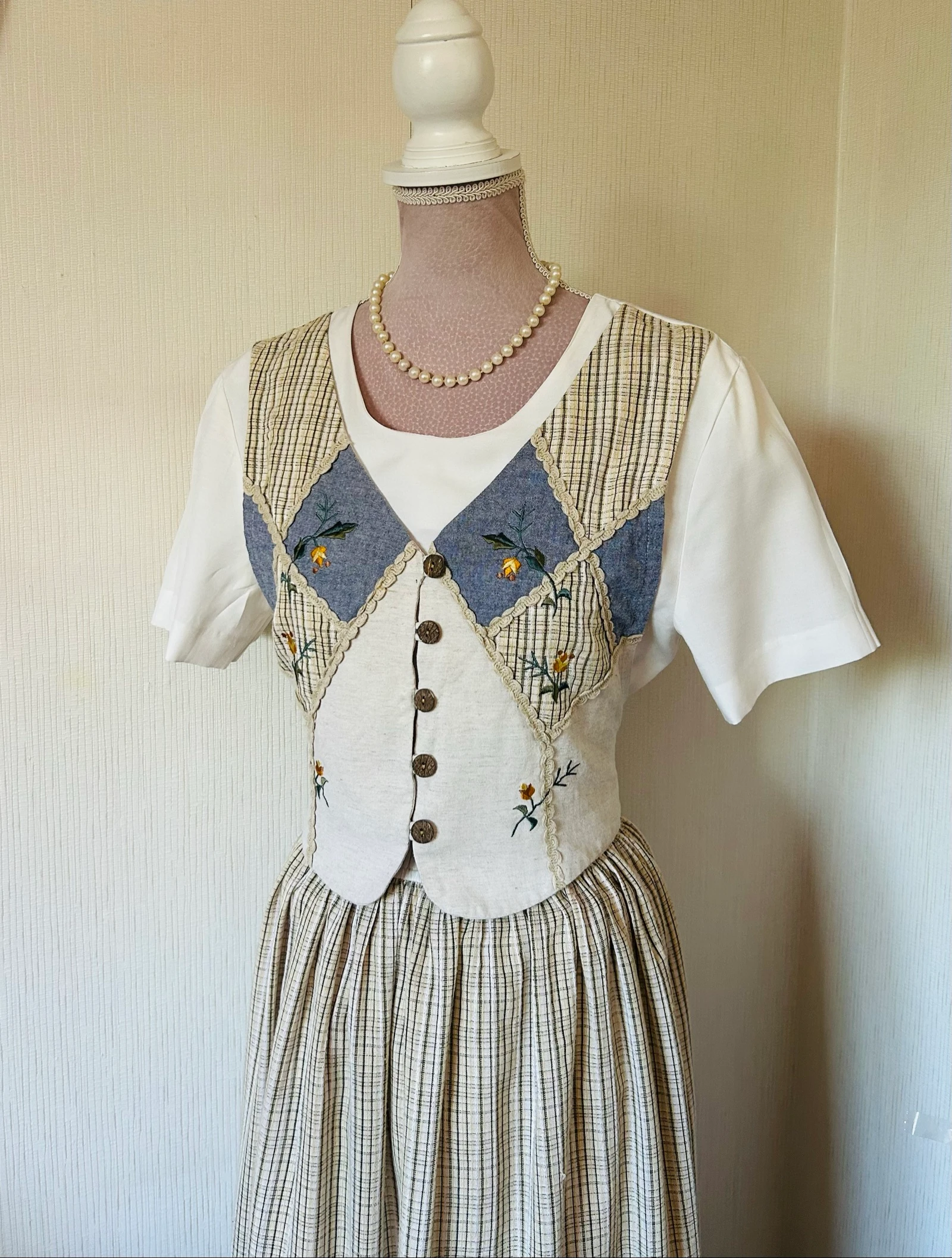 🌿🌻Robe vintage broderie champêtre cottagecore folk embroidered country dress 36/38🌻🌿 – photo 9